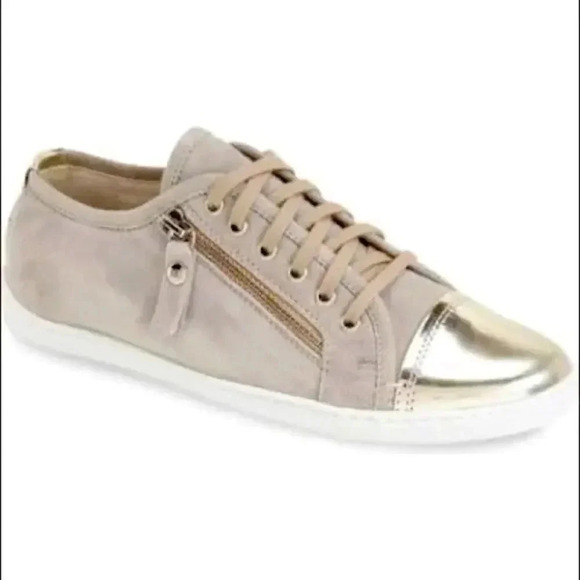 AGL Attilio Giusti Metallic Cap Toe Suede Sneakers - Picture 1 of 11